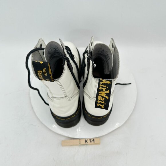 Dr. Martens Jadon Men Size 7 White Leather Yellow Stich 8 Hole Platform Boot - Picture 9 of 11